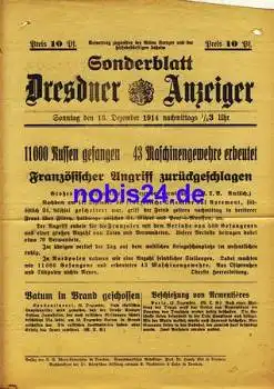 Dresden Sonderblatt 1.WK Dresdner Anzeiger 1914 "Französischer Angriff zurück geschlagen"