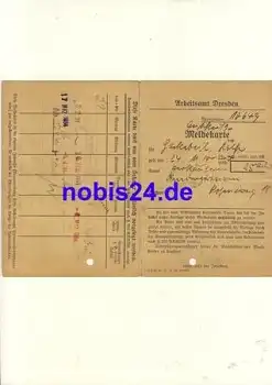 Dresden Meldekarte Arbeitsamt 1934