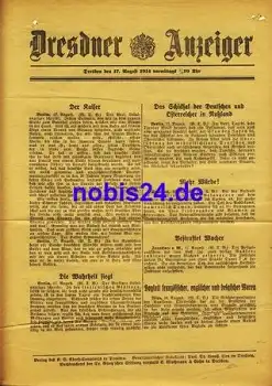Dresden Sonderblatt 1.WK Dresdner Anzeiger 1914
