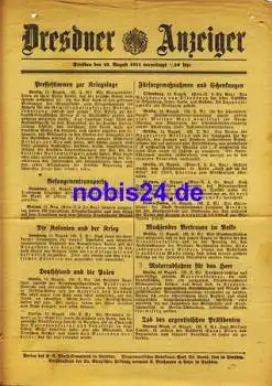 Dresden Sonderblatt 1.WK Dresdner Anzeiger 1914
