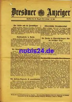 Dresden Sonderblatt 1.WK Dresdner Anzeiger 1914