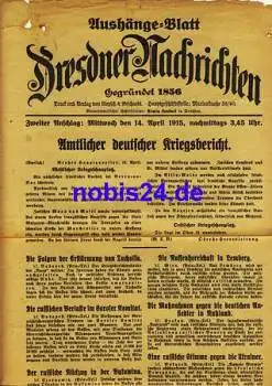 Dresden Sonderblatt Dresdner Nachrichten 1914