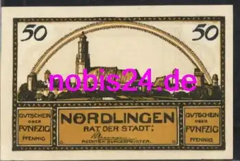 86720 Nördlingen Notgeld 50 Pfennige um 1921