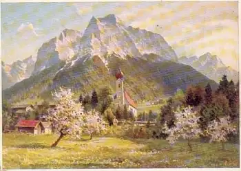 82491 Wetterstein mit Obergrainau Künstlerkarte Yos *ca. 1940