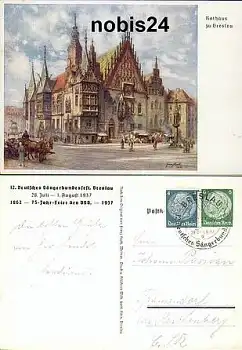 Breslau Sägerbundesfest 1937 Privatganzsache Sonderstempel 31.7.1937