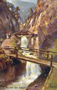 Almbachklamm bei Berchtesgaden Künstlerkarte sig. Oilette, o 17.7.1921