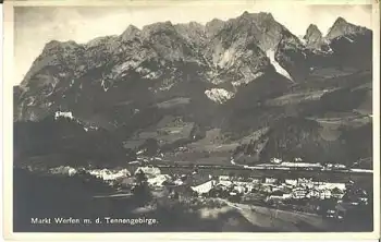 Markt Werfen mit Tennengebirge gebr. 16.8.1927