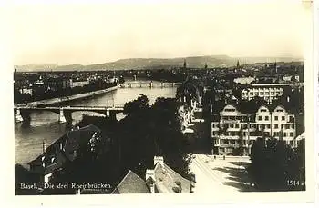 Basel die 3 Rheinbrücken, * ca. 1930