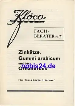 Zinkätze Gummi arabicum und der Offsetdruck Nr.7 Klöco ca.1950 Heft 16 Seiten