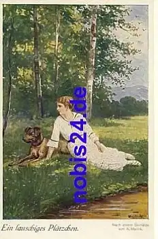 Frau mit Hund Künstlerkarte Mailick Nr. Serie 4263/5 *ca.1920