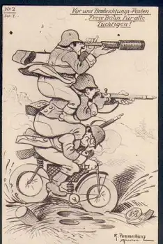 Militärradfahrer Humorkarte * ca. 1915