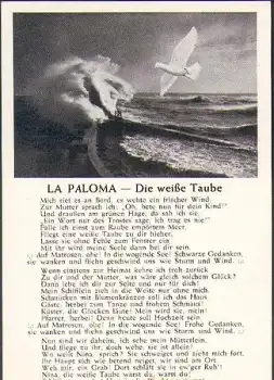 La Paloma - die weisse Taube Liedkarte *ca. 1940