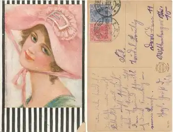 Dame mit Hut Künstlerkarte CE Godella 273 o 31.7.1920