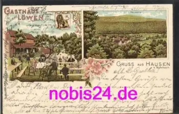 35510 Hausen Butzbach Gasthof Löwen Litho o 1909
