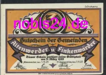21123 Altenwerder Notgeld 50 Pfennige um 1920