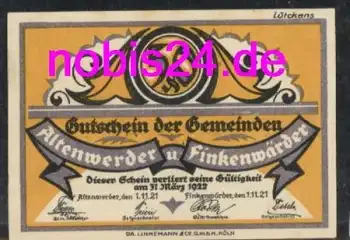 21129 Finkenwärder Notgeld 50 Pfennige um 1920
