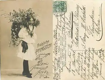 Pfingsten Mädchen mit Korb o 13.5.1908