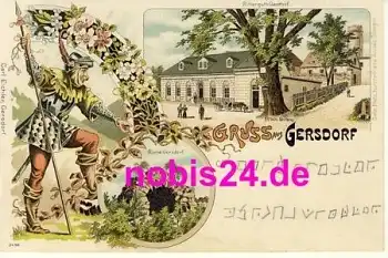 09355 Gersdorf Litho Ritterguts Gasthof Ritter *ca.1900