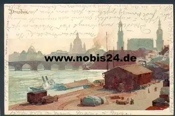 Friedrichstadt Dresden Künstlerkarte Heinrich Kley o 13.4.1901