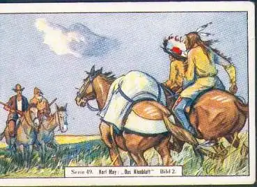 Karl May Serienbilder RS. Werbeaufdruck Champignon-Käse, Serie 49 Bild 2