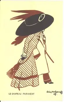 Dame mit Hut, Le Chapeau Paravent, Künstlerkarte  * ca. 1908