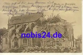 Bourgogne zerstörte Kirche FRANKREICH o 1916