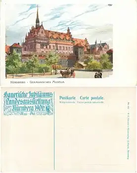 Nürnberg Bayerische Jubiläumsausstellung 1906 Germanisches Museum Künstlerkarte Heinrich Kley