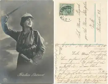Fräulein Leutnant Frau in Uniform Frauenbewegung o 15.8.1915