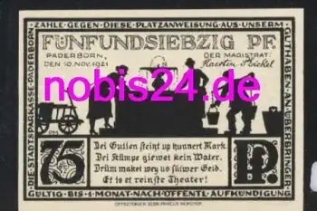 Paderborn Notgeld 75 Pfennige 1921