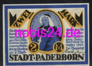 Paderborn Notgeld 2 Mark 1921