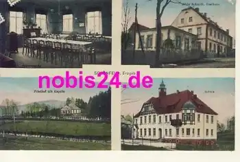 09488 Schönfeld Friedhof Schule Gasthof o ca.1910