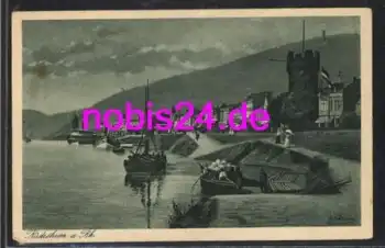 65385 Rüdesheim Schiffe am Ufer *ca.1920