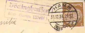 54630 Böckinghausen Posthilfsstellenstempel auf Brief o 31.12.1938