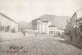 Vranje Zar Ferdinand Platz Feldpoststempel 4. Komp. Feld-Rekr. Depot Heeresgruppe Scholtz o 2.7.1917