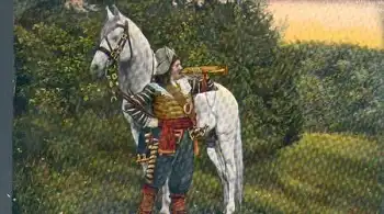 Trompeter Karte mit weissem Pferd *ca. 1910