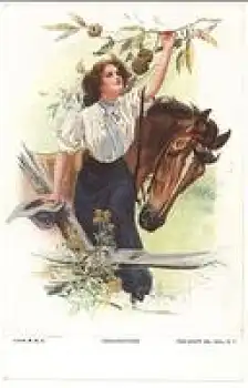 Frau mit Pferd, Chestnutting Künstlerkarte * ca. 1910