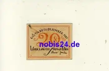 Lübeck Notgeld 20 Pfennige 1921