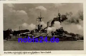 S.M.S. Schleswig-Holstein Linienschiff beim Salut *ca.1940