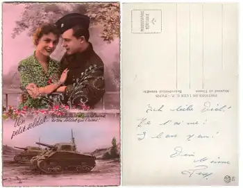 französischer Panzer Glimmerkarte um 1916