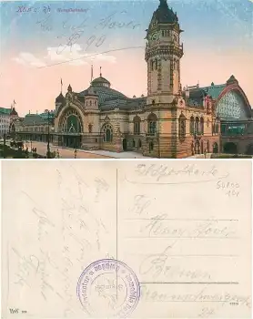 Köln Hauptbahnhof Feldpoststempel Immobile Bahnhofs Kommandantur Opladen gebr. 24.7.1917