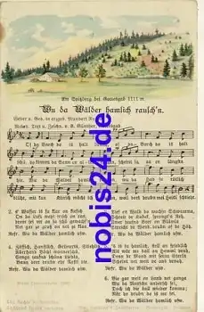 Anton Günther "Wu da Wälder.." Liedkarte Künstlerkarte o 1913