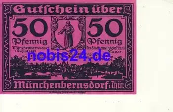 07589 Münchenbernsdorf Notgeld 50 Pfennig um 1921