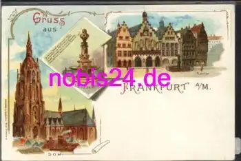 Frankfurt Main Litho Dom Römer *ca.1900