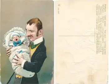 Vater mit Baby Prägekarte Serie 5677 um 1905
