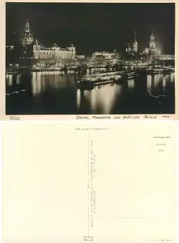 Dresden Frauenkirche Elbdampfer bei Nacht *1956 Verlag Hahn-Foto10852