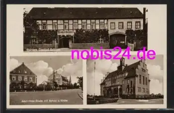 01609 Gröditz Gasthof Schule Rathaus *ca. 1930