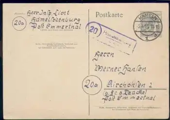 31860 Hämelschenburg Posthilfsstellenstempel auf Ganzsache o 3.3.1948