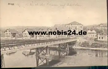 Brügg Flussansicht mit Brücke *ca. 1910