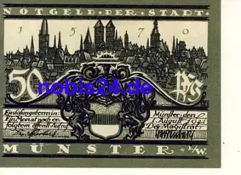 Münster Westfalen Notgeld 50 Pfennige um 1920