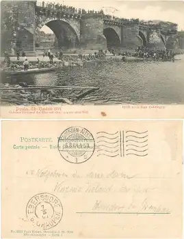 Dresden Elb Klondyke Niedrigwasser Echtfoto 1904